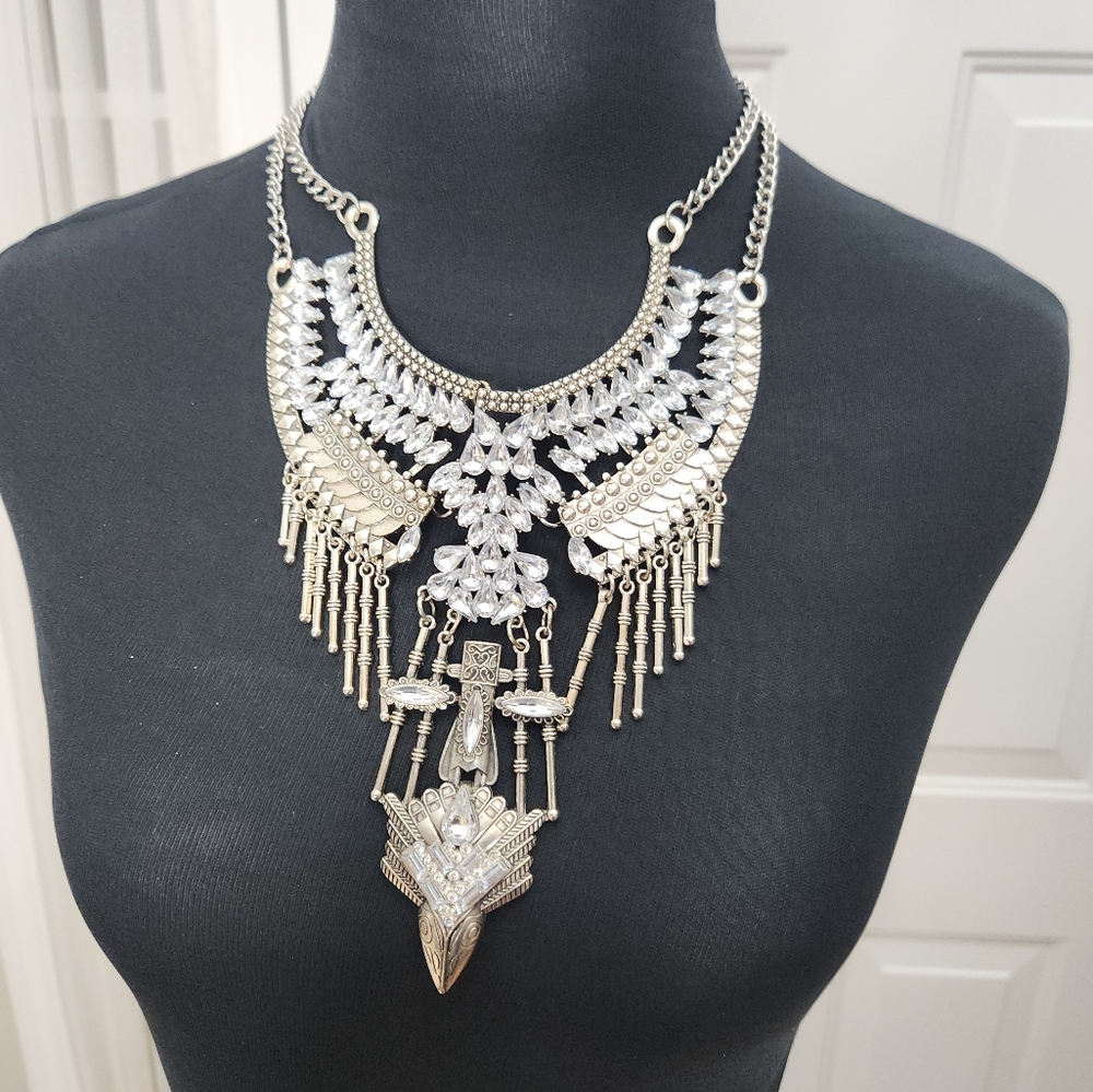 Silver Shine Snake Head Totem Necklace